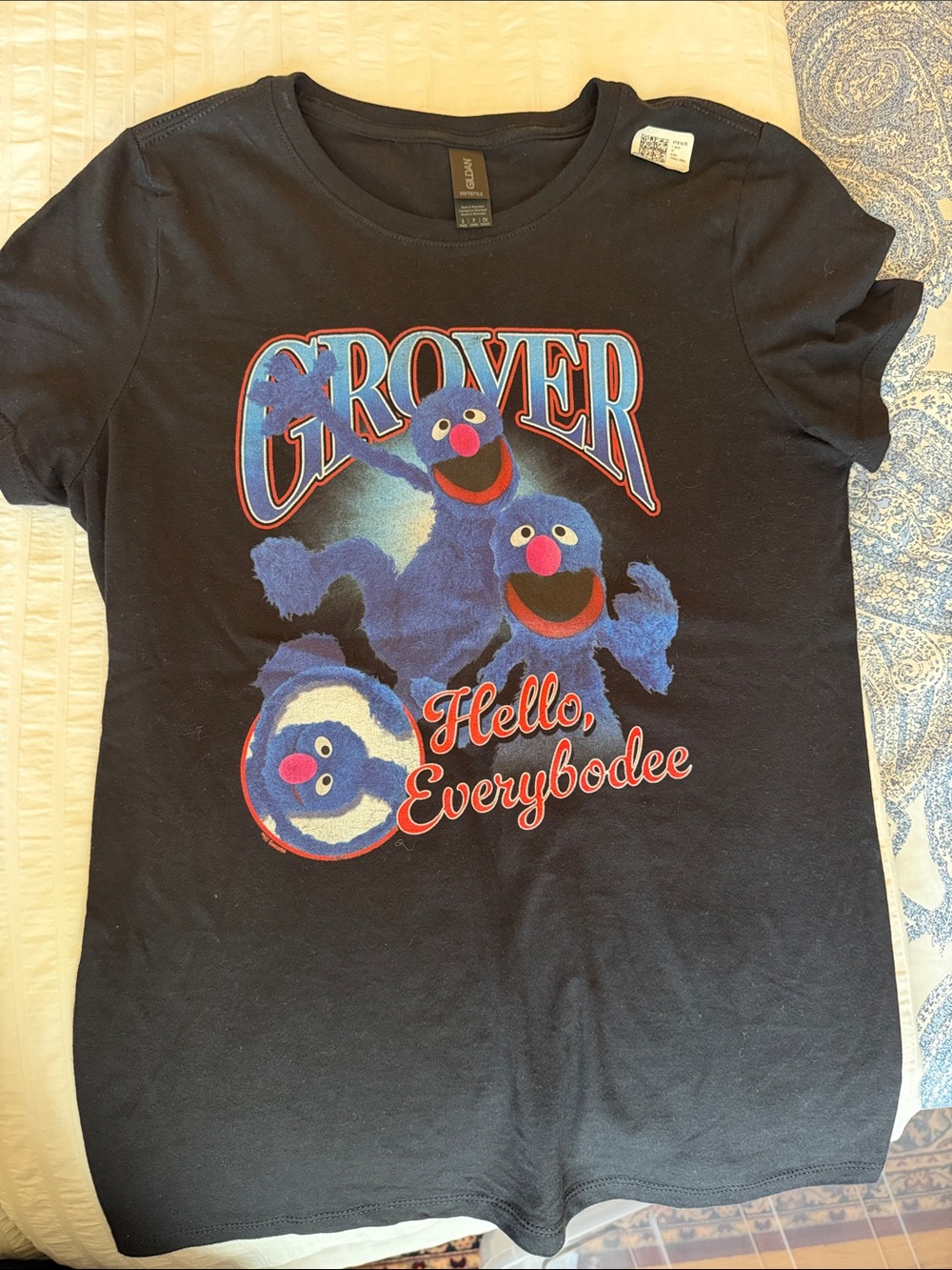 Grover Womens Black Graphic Tee - Hello, Everybodee